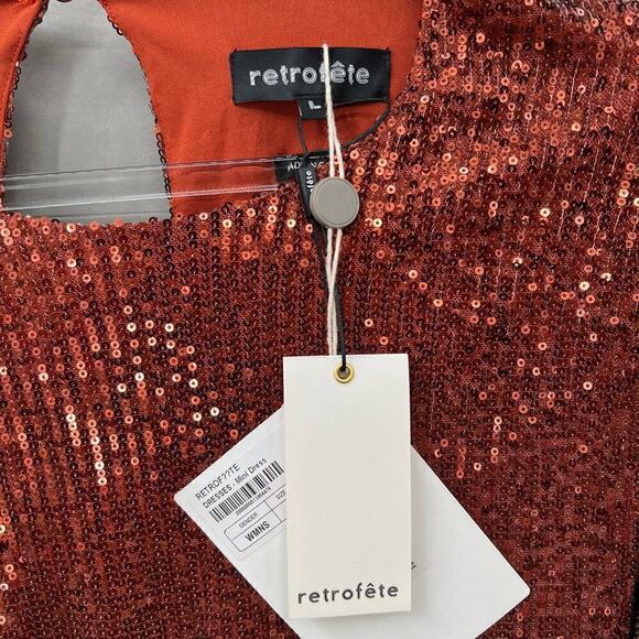 52. Retrofete Flynn Ruched Sequined Mini Dress Womens Large Party Clubbing - Picture 7 of 8